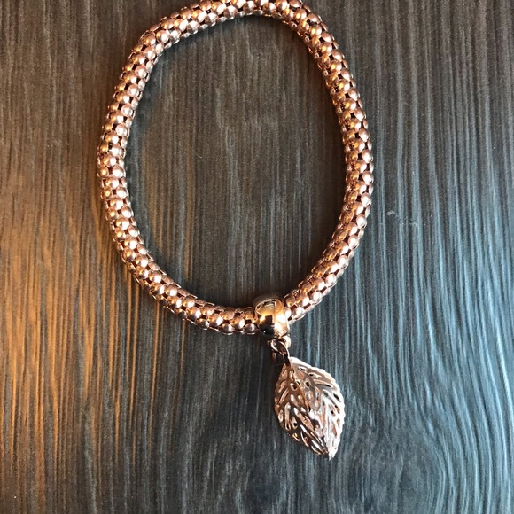 3/$12 Mixed Metal Bracelets With Jeweled Leaf Charm - Picture 2 of 5